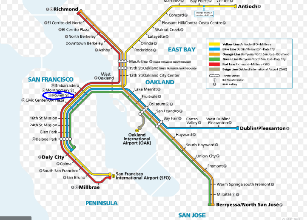 BART MAP with Powell Station